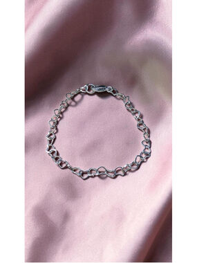 Stainless Steel Heart Chain Bracelet Dainty Heart Link 6.5"
